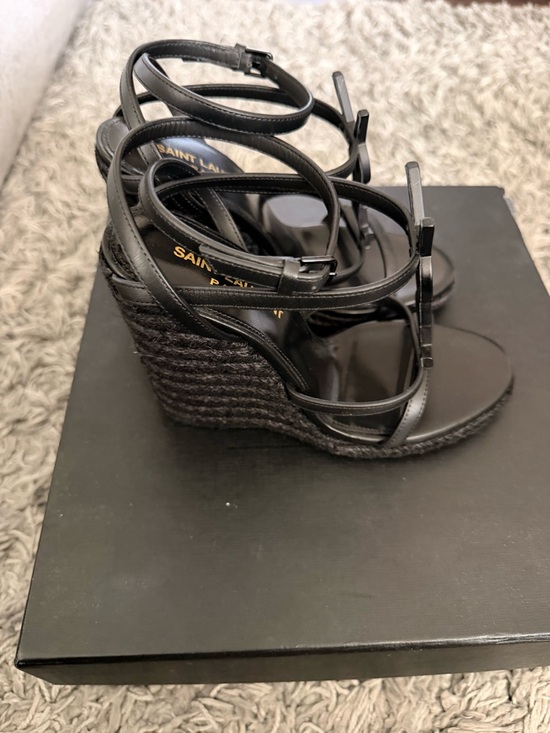 Saint Laurent Cassandra Espadrille Wedge in Black size 35 US 5 main image 5